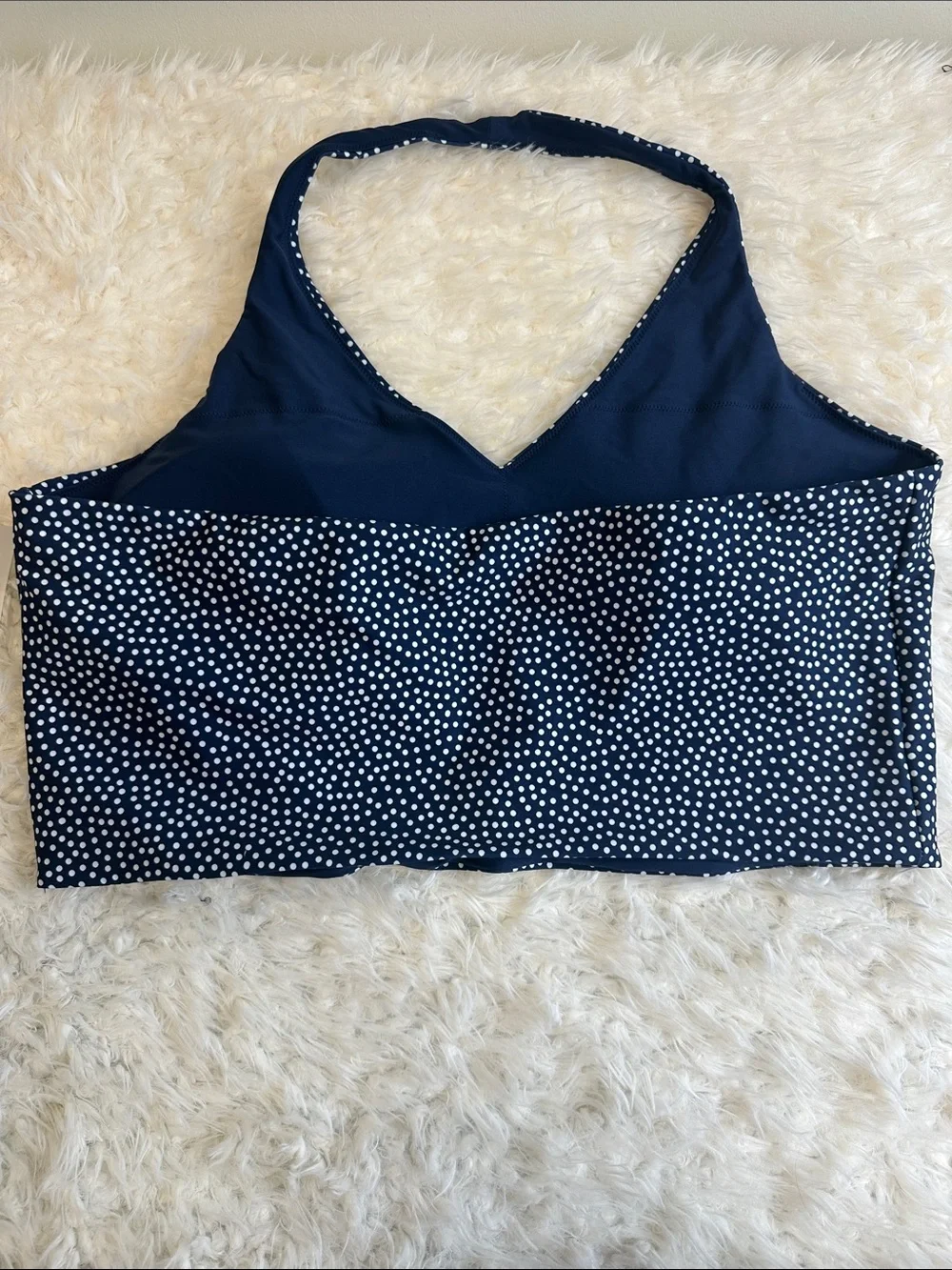 Abercrombie YPB SculptLUX Navy Polka Dot Halter Tank Activewear Top - Picture 2 of 5